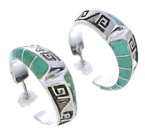 Turquoise Jewelry Water Wave Post Hoop Earrings AX23833